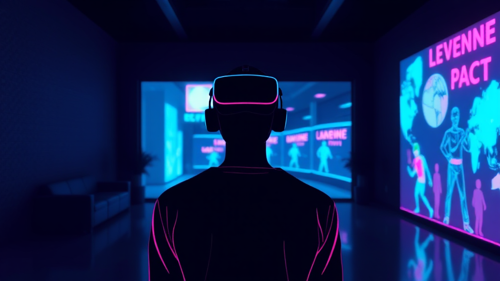 VR 공간 안으로 방이 녹아드는 몰입형 네온 이미지